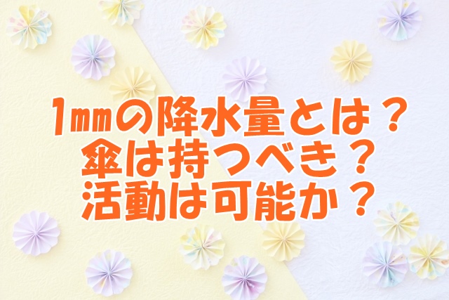 1mmの降水量とは？傘は持つべき？活動は可能か？